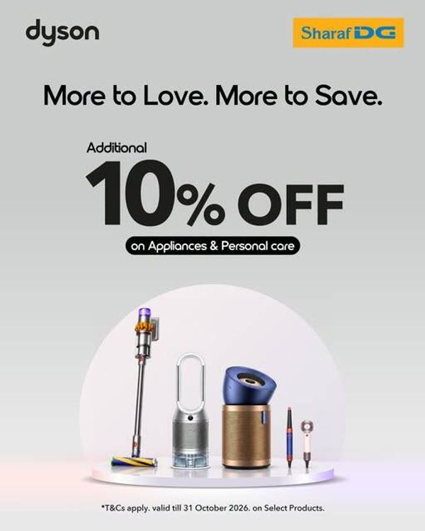 Additional 10% OFF On Dyson Products from Sharaf DG until 31st October