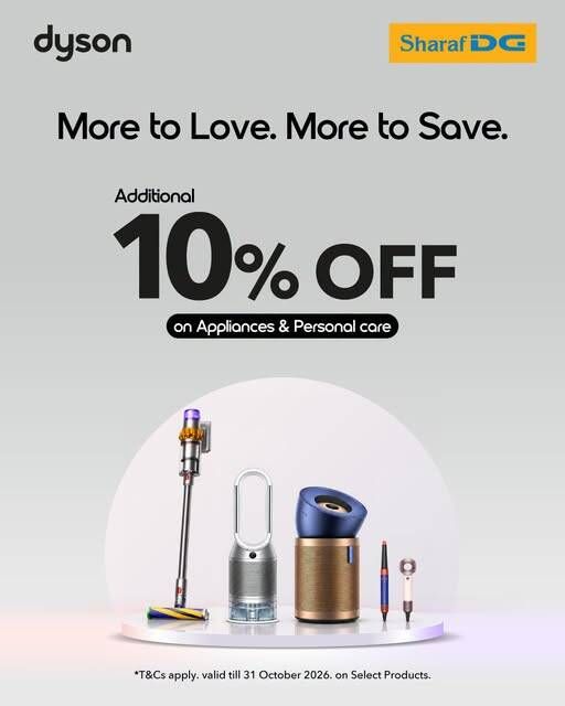 Additional 10% OFF On Dyson Products from Sharaf DG until 31st October