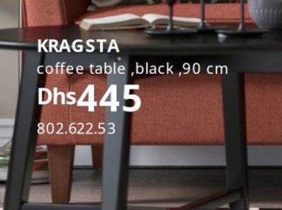 KRAGSTA coffee table, black, 90 cm