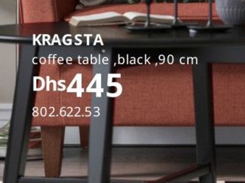 KRAGSTA coffee table, black, 90 cm