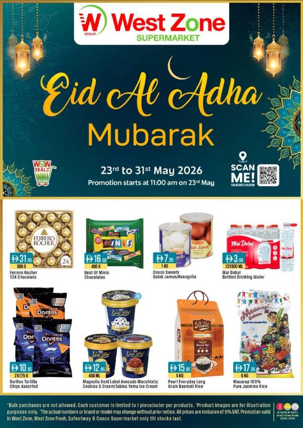 Eid Al-Adha Mubarak Deals from West Zone until 31st May
