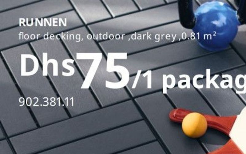 RUNNEN floor decking, outdoor, dark grey, 0.81 m²