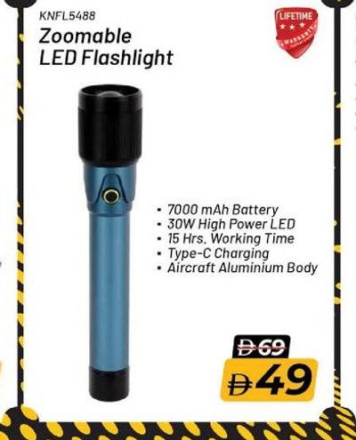 Krypton Zoomable LED Flashlight 7000 mAh 30W High Power LED