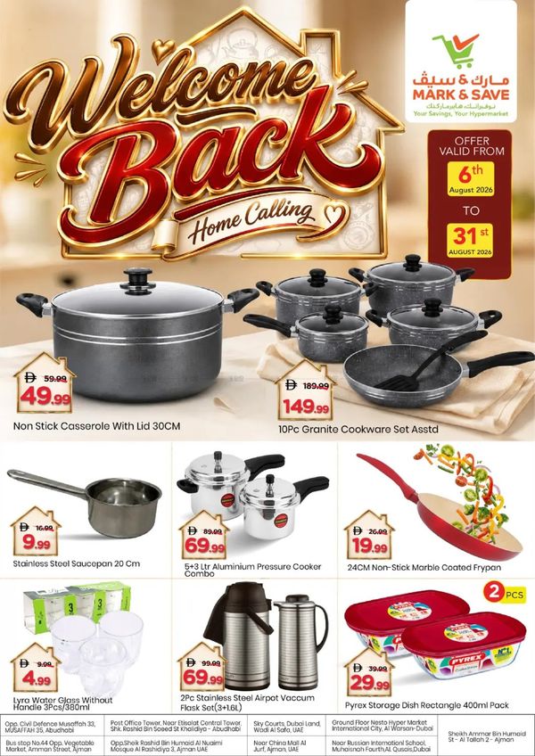 Welcome Back Home Calling from Mark & Save until 31st August
