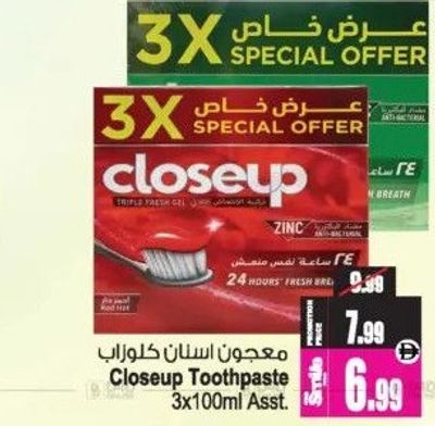 Closeup Toothpaste 3x100ml Asst.