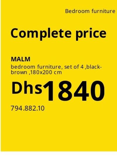MALM bedroom furniture, set of 4, black-brown, 180x200 cm