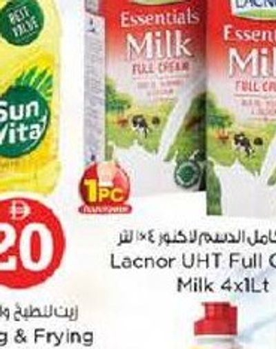 Lacnor UHT Full Cream Milk 4x1Lt