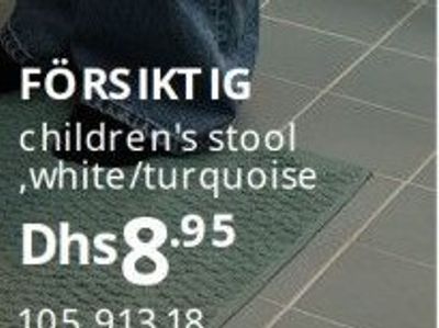 FÖRS IKTIG children's stool, white/turquoise