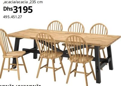 SKOGSTA table and 6 chairs, acacia/acacia, 235 cm