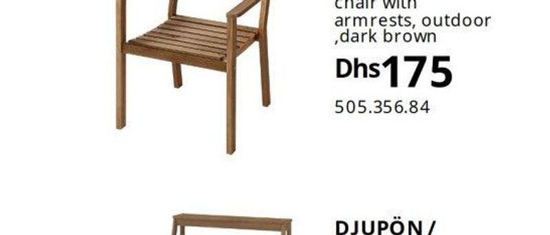 ASKHOLMEN chair with armrests, outdoor, dark brown
