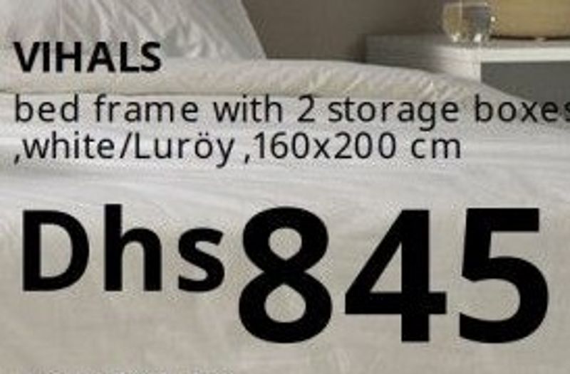 VIHALS bed frame with 2 storage boxes white/Luröy, 160x200 cm