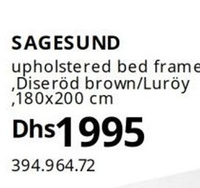 SAGESUND upholstered bed frame, Diseröd brown/Luröy, 180x200 cm