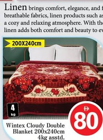 Wintex Cloudy Double Blanket 200X240cm 4kg asstd.