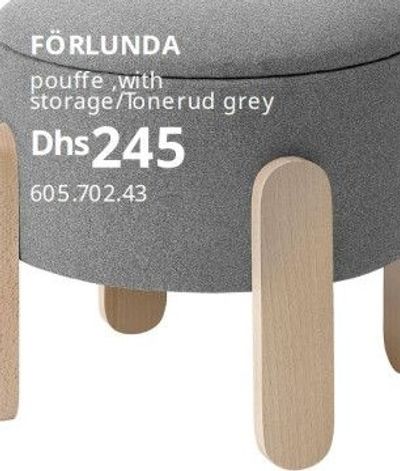 FĂ–RLUNDA pouffe with storage/lonerud grey