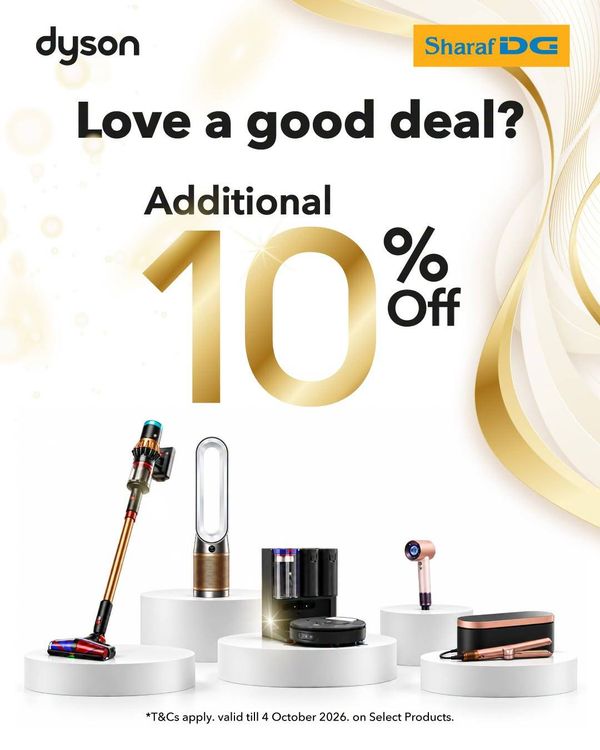 Additional 10% OFF On Dyson Products from Sharaf DG until 4th October