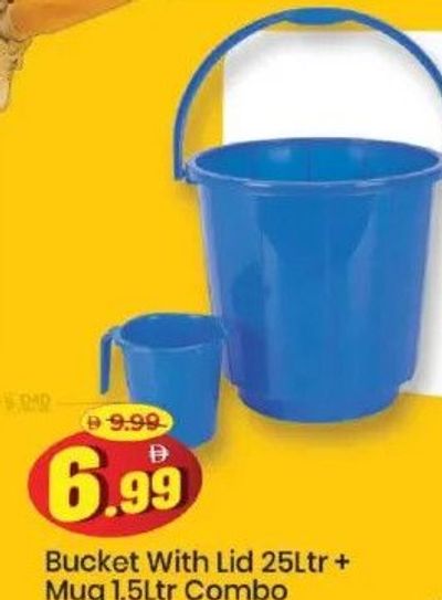 Bucket With Lid 25Ltr + Mug 1.5Ltr Combo