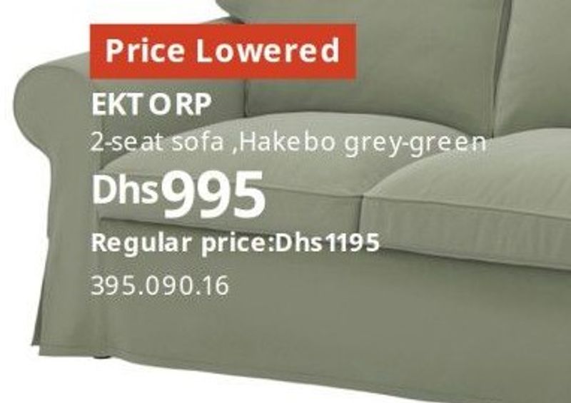 EKTORP 2-seat sofa, Hakebo grey-green
