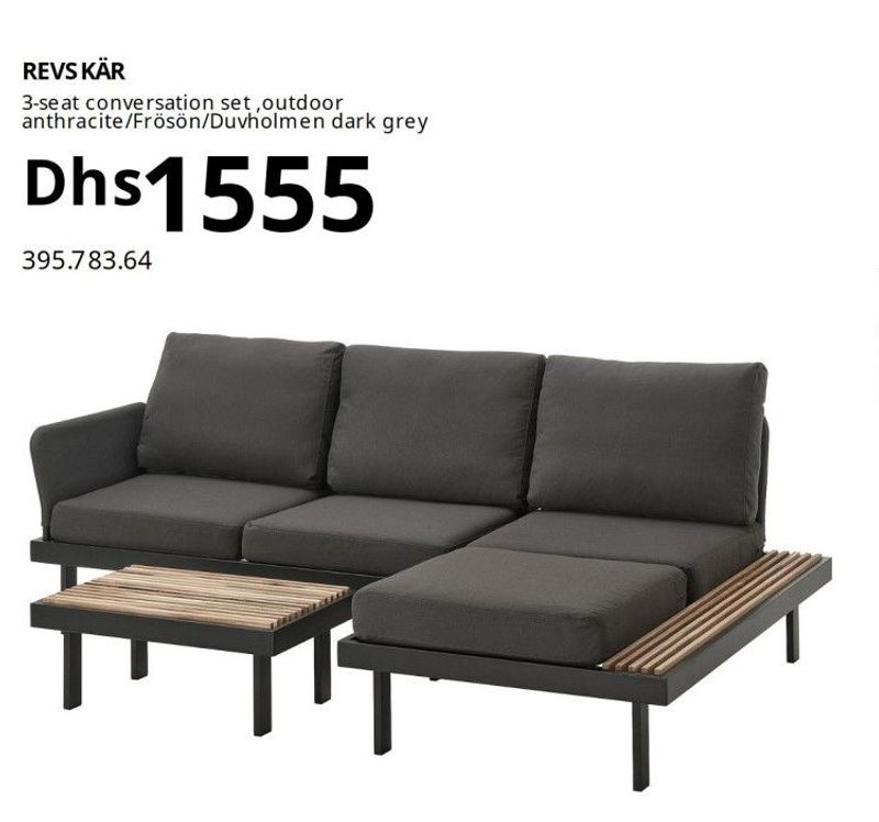 REVS KÄR 3-seat conversation set, outdoor anthracite/Frösön/Duvholmen dark grey