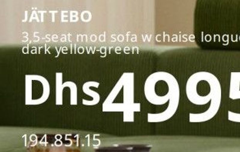 JÄTTEBO 3.5-seat mod sofa w chaise longues, Samsala dark yellow-green