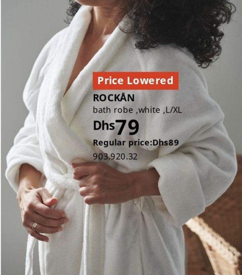 ROCKÅN bath robe, white, L/XL