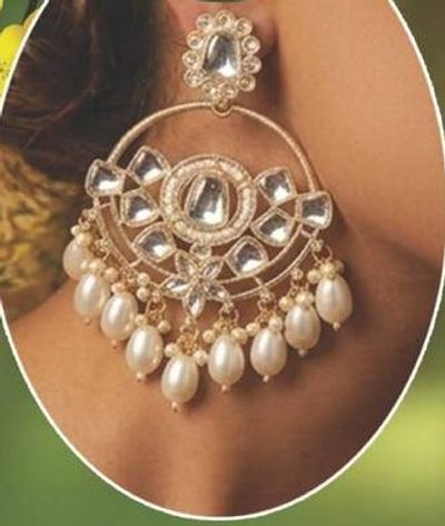 Ladies Earring (Large Hoop with Pearls)