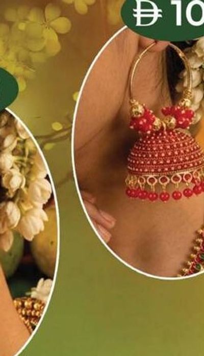 Ladies Red Jhumka Earrings