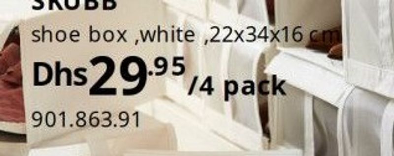 SKUBB shoe box, white, 22x34x16 cm, 4 pack