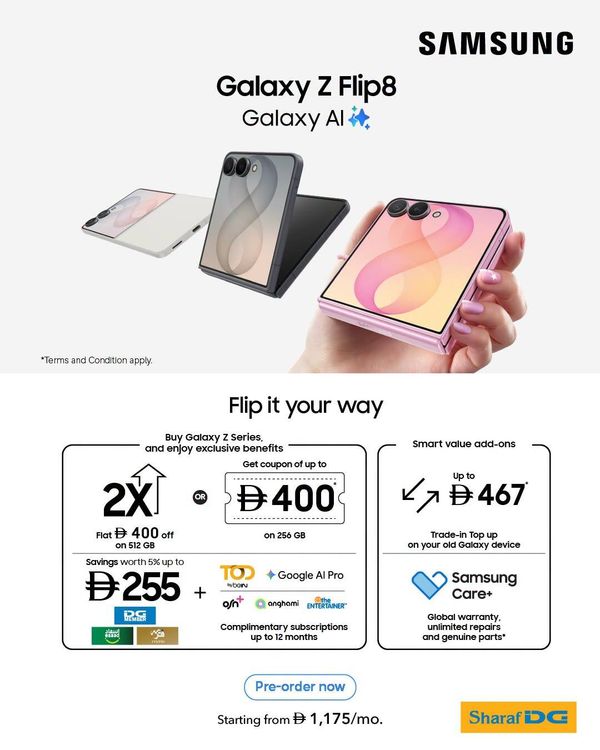Sale On Samsung Galaxy Z Flip8 from Sharaf DG until 29th July