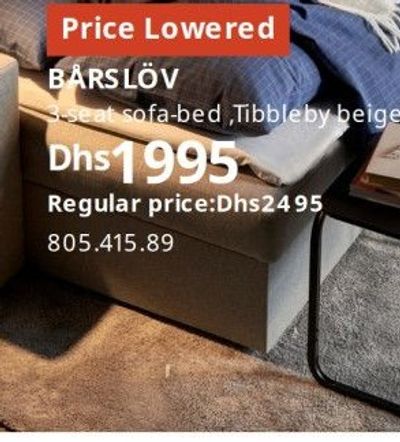 BÄRSLÖV 3-seat sofa-bed, Tibbleby beige/grey