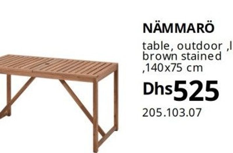 NÄMMARÖ table, outdoor, light brown stained, 140x75 cm