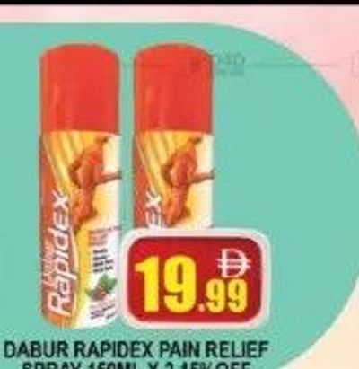 Dabur Rapidex Pain Relief Spray 150ml x 2 15% Off