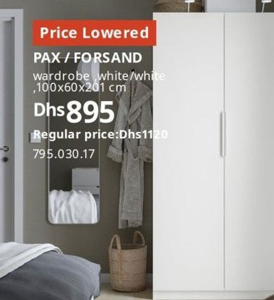 PAX / FORSAND wardrobe white/white, 100x60x201 cm