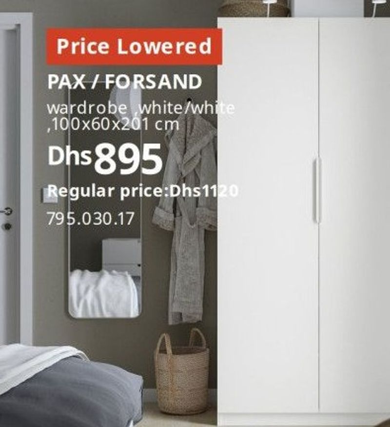 PAX / FORSAND wardrobe white/white, 100x60x201 cm