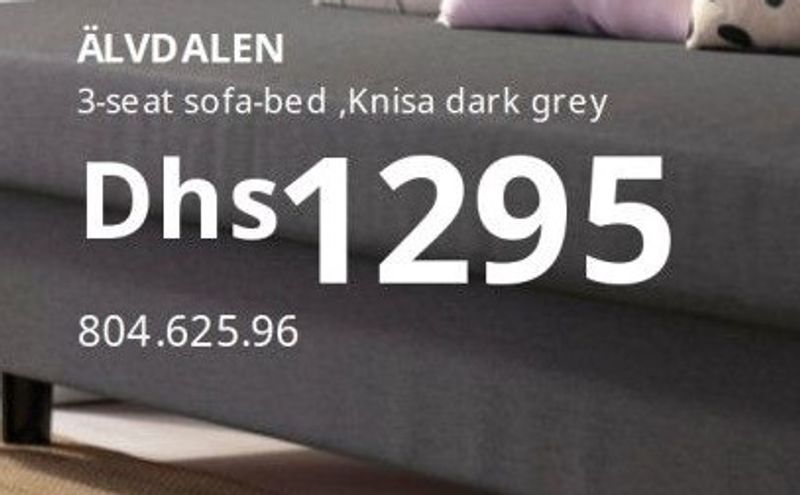 ÄLVDALEN 3-seat sofa-bed, Knisa dark grey