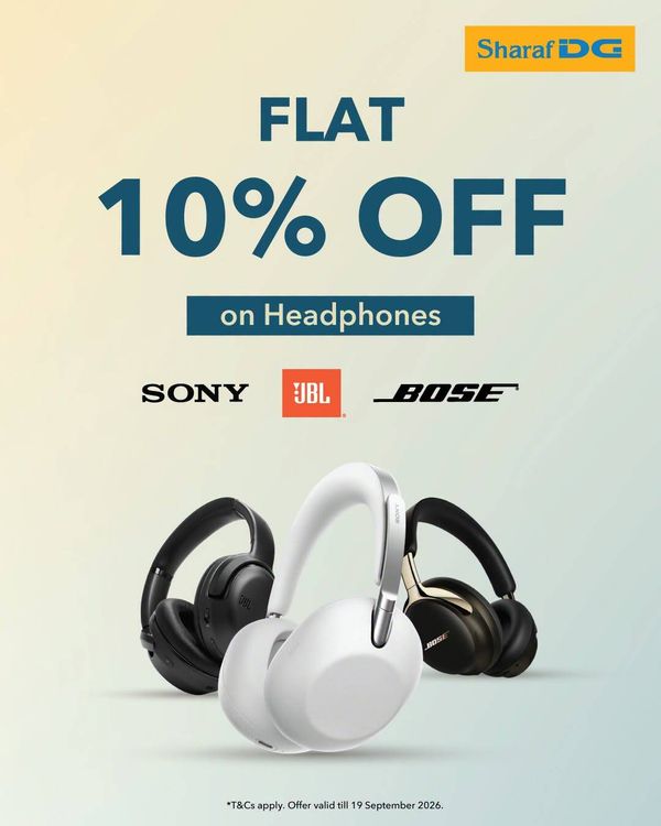 Get a Flat 10% OFF On Headphones from Sharaf DG until 19th September