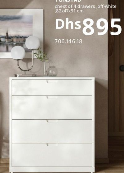 TONSTAD chest of 4 drawers, off-white, 82x47x91 cm