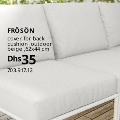 FRÖSÖN cover for back cushion, outdoor, beige, 62x44 cm
