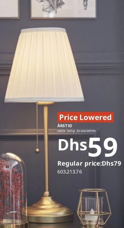 ÅRSTID table lamp, brass/white