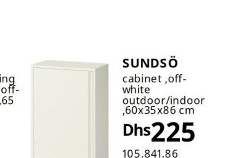 SUNDSÖ cabinet, off-white outdoor/indoor, 60x35x86 cm