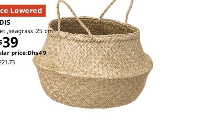 FLÅDIS basket, seagrass, 25 cm