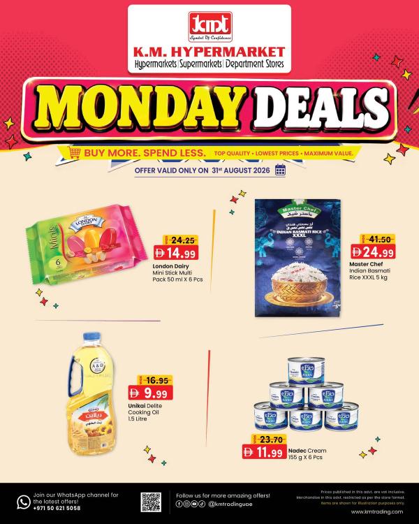 Monday Deals from K.M. TRADING until 31st August