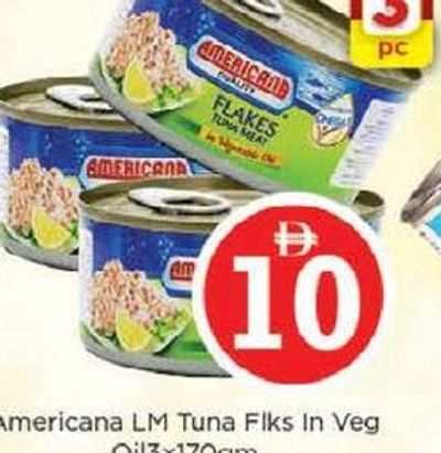 Americana LM Tuna Flakes In Vegetable Oil 3x170gm