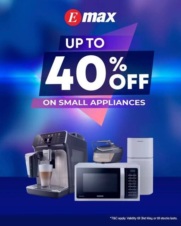 Up To 40% Off On Small Appliances from Emax until 31st May