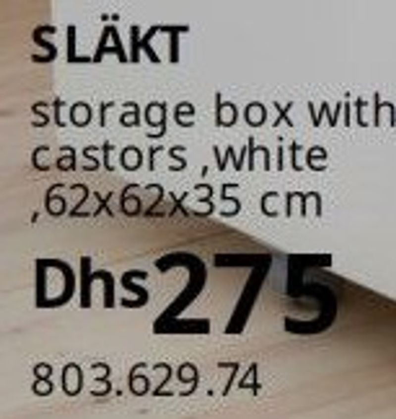SLÄKT storage box with castors, white, 62x62x35 cm