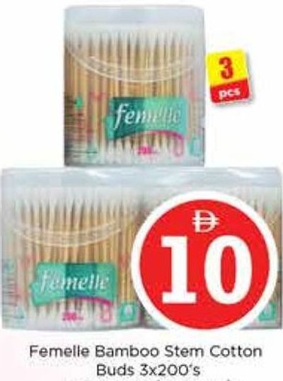 Femelle Bamboo Stem Cotton Buds 3x200's