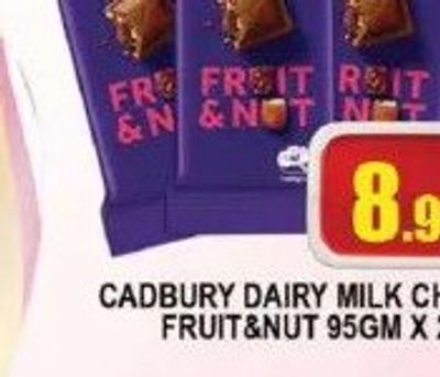 Cadbury Dairy Milk Choco Fruit&Nut 95GM X 2