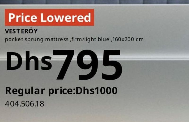 VESTERÖY pocket sprung mattress, firm/light blue, 160x200 cm