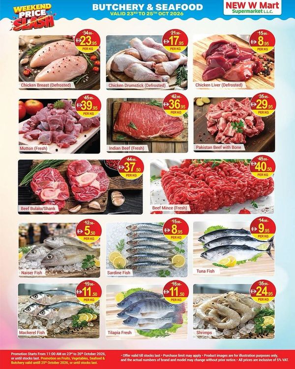 Butchery & Seafood Deals from New W Mart until 25th October