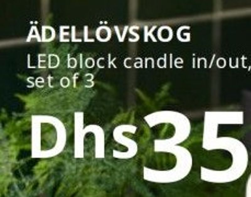ÄDELLÖVSKOG LED block candle in/out, set of 3