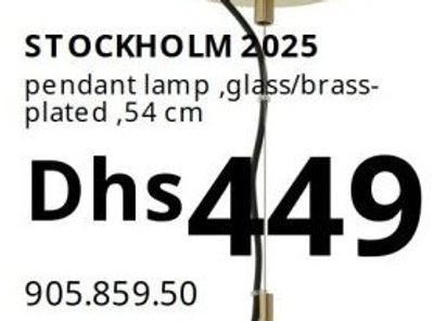 STOCKHOLM 2025 pendant lamp, glass/brass-plated, 54 cm